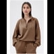 thumbnail image 4 of Sudadera Holgada Informal de Modal con Media Cremallera y Cuello Alto para Mujer, Jersey de Larga Popular para Otoño de 2025. Marrón M, 4 of 8