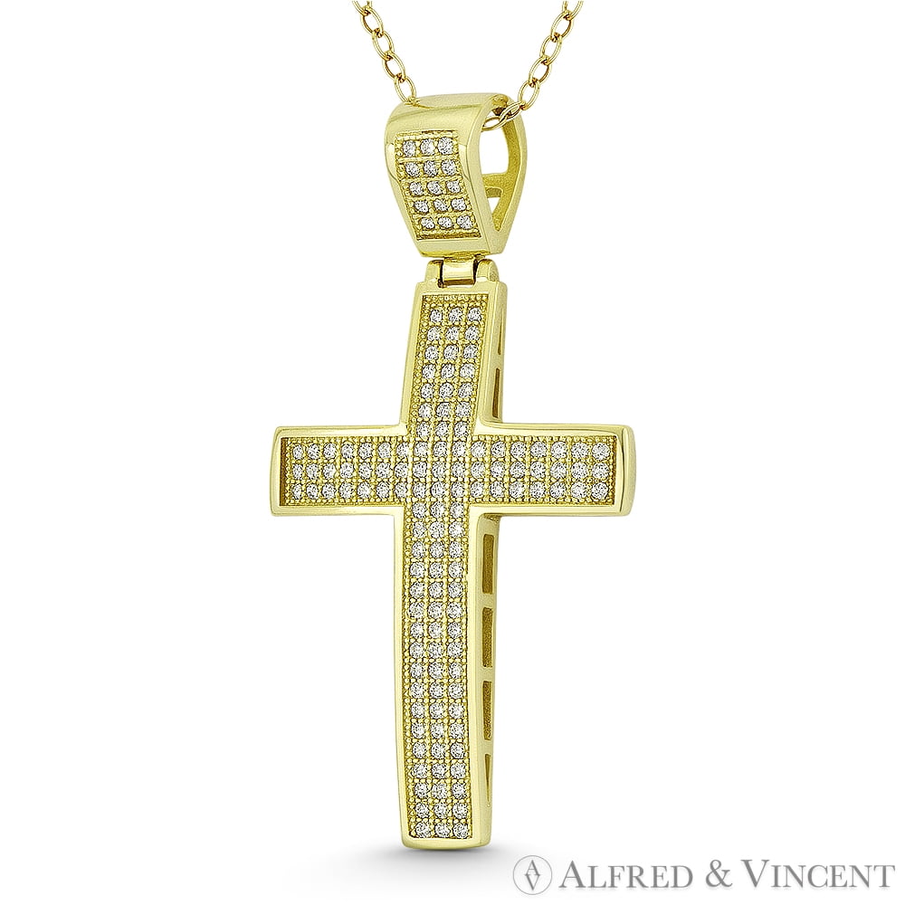14K Yellow Gold-plated 925 Silver Latin Cross Pendant with 18 Necklace Jewels Obsession Cross Necklace 