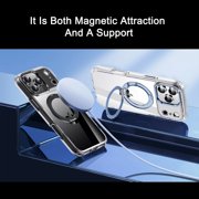 ShellTech For Apple iPhone 15 Pro Max Magnetic Ring Kickstand Hybrid Case, Lightweight PC+TPU Shockproof Anti-Scratch Non-Slip Back Cover with Wireless Charging and Anti-Fingerprint,Silver