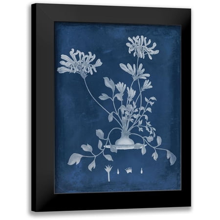 Vision Studio 12x14 Black Modern Framed Museum Art Print Titled - Botanical in Indigo II