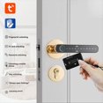 thumbnail image 5 of Cerradura de Puerta Inteligente con Palanca Dividida, Sin Llave, Bluetooth, con Huella Dactilar, Tarjeta, Aplicación Tuya, Seguridad Digital, Color Dorado, 5 of 5