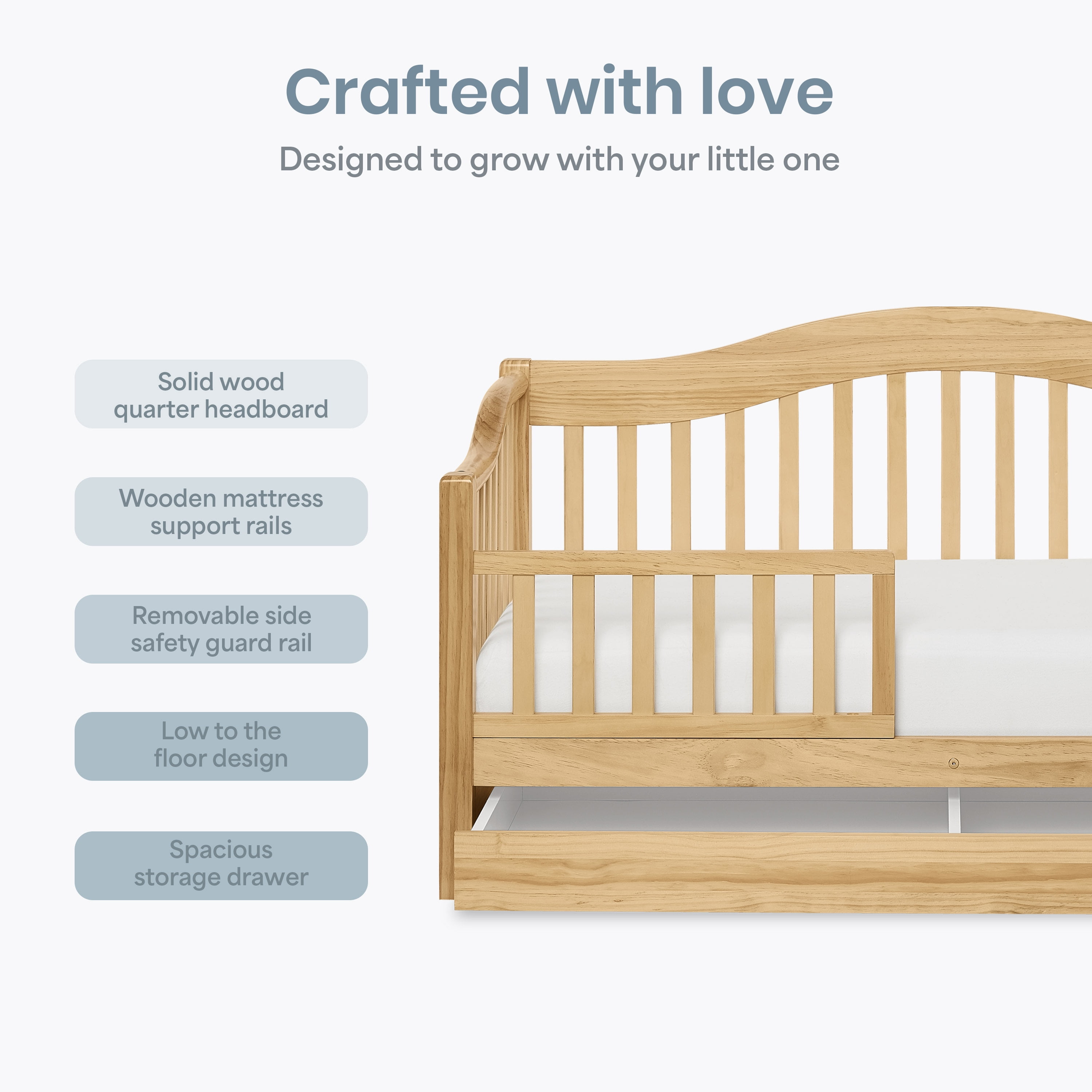 Dream On Me Toddler Daybed with Storage, Natural