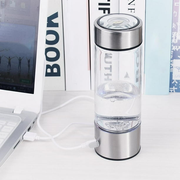 Generador de Botella de Agua de Hidrógeno con Adaptador de Inhalador, Portátil de Producción de Agua de Hidrógeno con Tecnología Antivibr Plata perfecl Generador de máquina de aguas