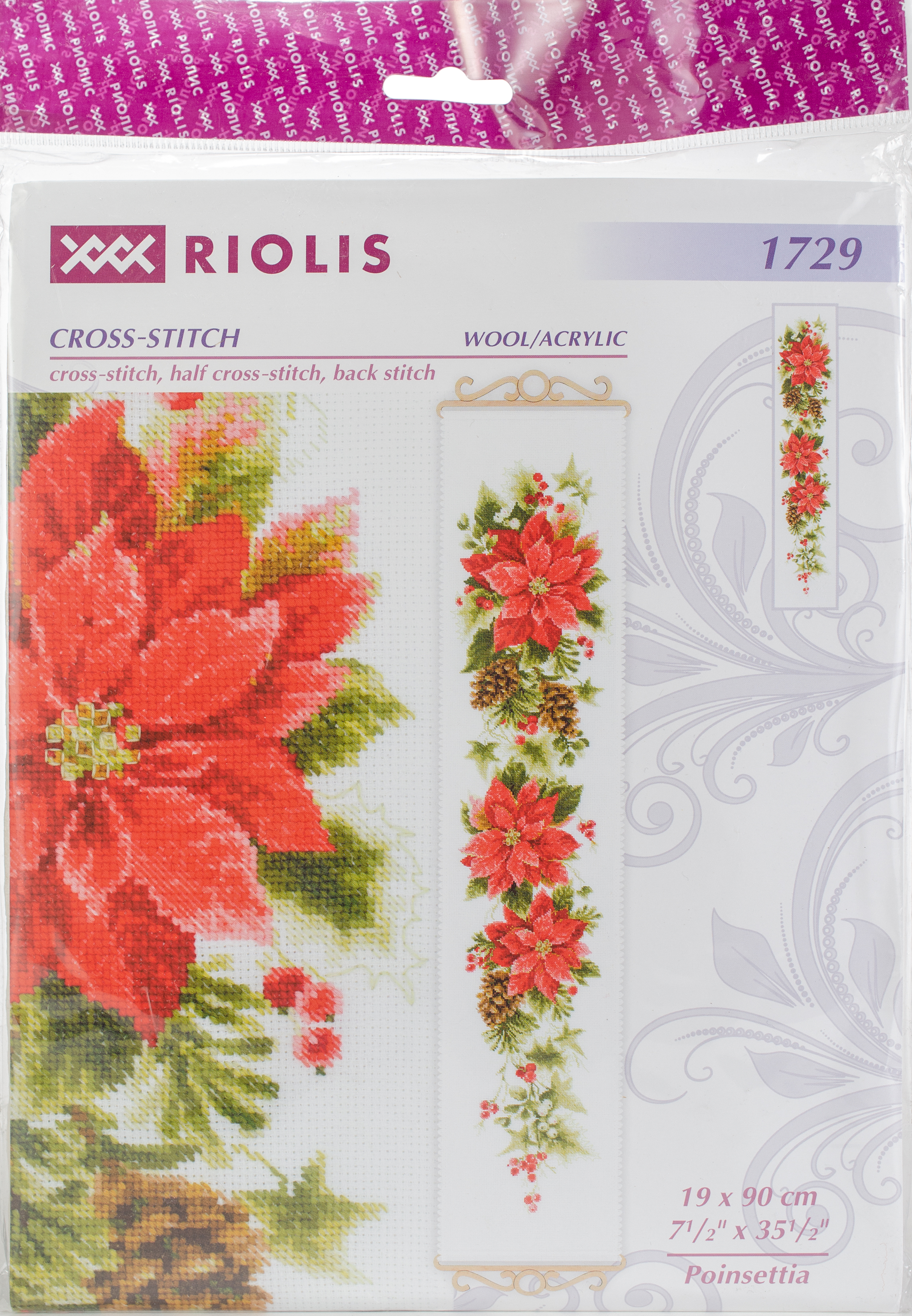 Riolis Counted Cross Stitch Kit 7.5"X35.5"Poinsettia (14 Count
