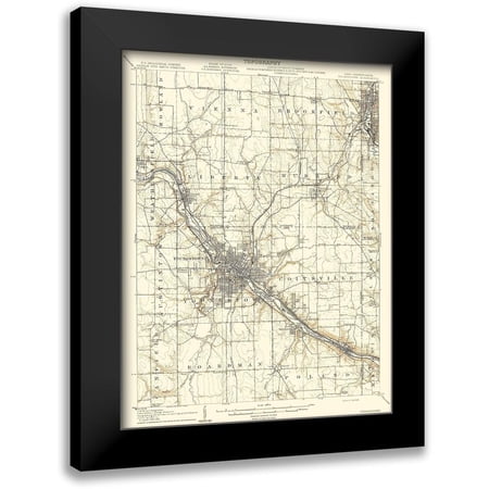 USGS 12x14 Black Modern Framed Museum Art Print Titled - Youngstown Pennsylvania Ohio Quad - USGS 1908