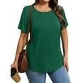 thumbnail image 2 of MOSHU Scoop Neck T-shirts for Women Short Sleeve Plus Size Tops Curved Hem Womens Shirts, 2 of 10