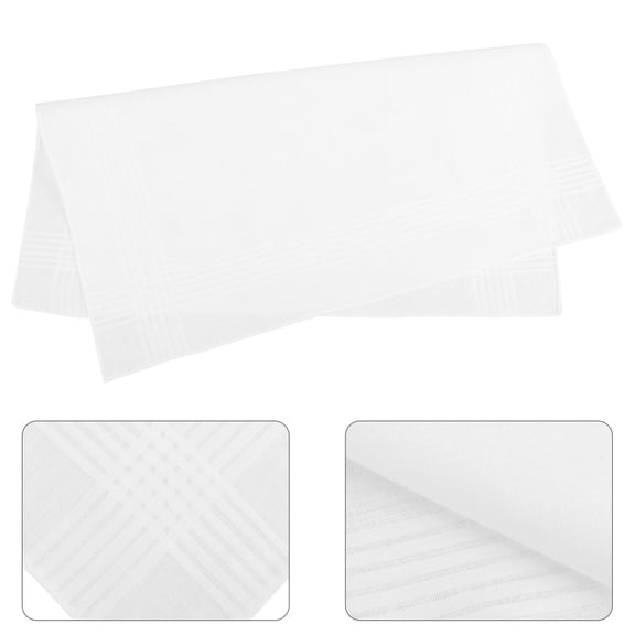 LOLIPPYY 12Pcs Men's White Cotton Handkerchief Multipurpose Soft Plaid Pocket Square for Home and Events