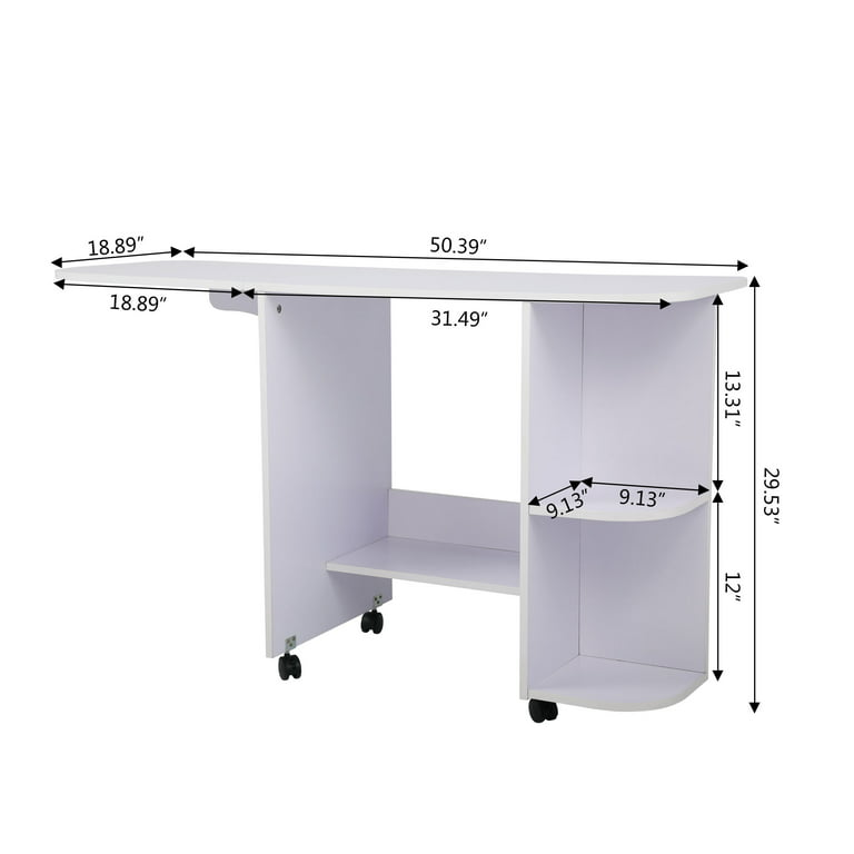 Erinnyees Home Hobby Craft Table with Storage Shelves, Mobile Folding  Cutting Table for Large Fabric, Foldable Table for Home Office Sewing Room  Craft