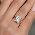 thumbnail image 4 of Gem Stone King 14K Rose Gold Solitaire Ring Set Emerald Cut Near Colorless 3.55cttw Moissanite, 4 of 6