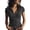 Dark Gray, variant on Women's Soft Stretchy Short Sleeve T Shirts Quarter Zip Mock Neck Slim Fit Solid Color Casual Tees Lightweight Breathable Summer Tops Gray L