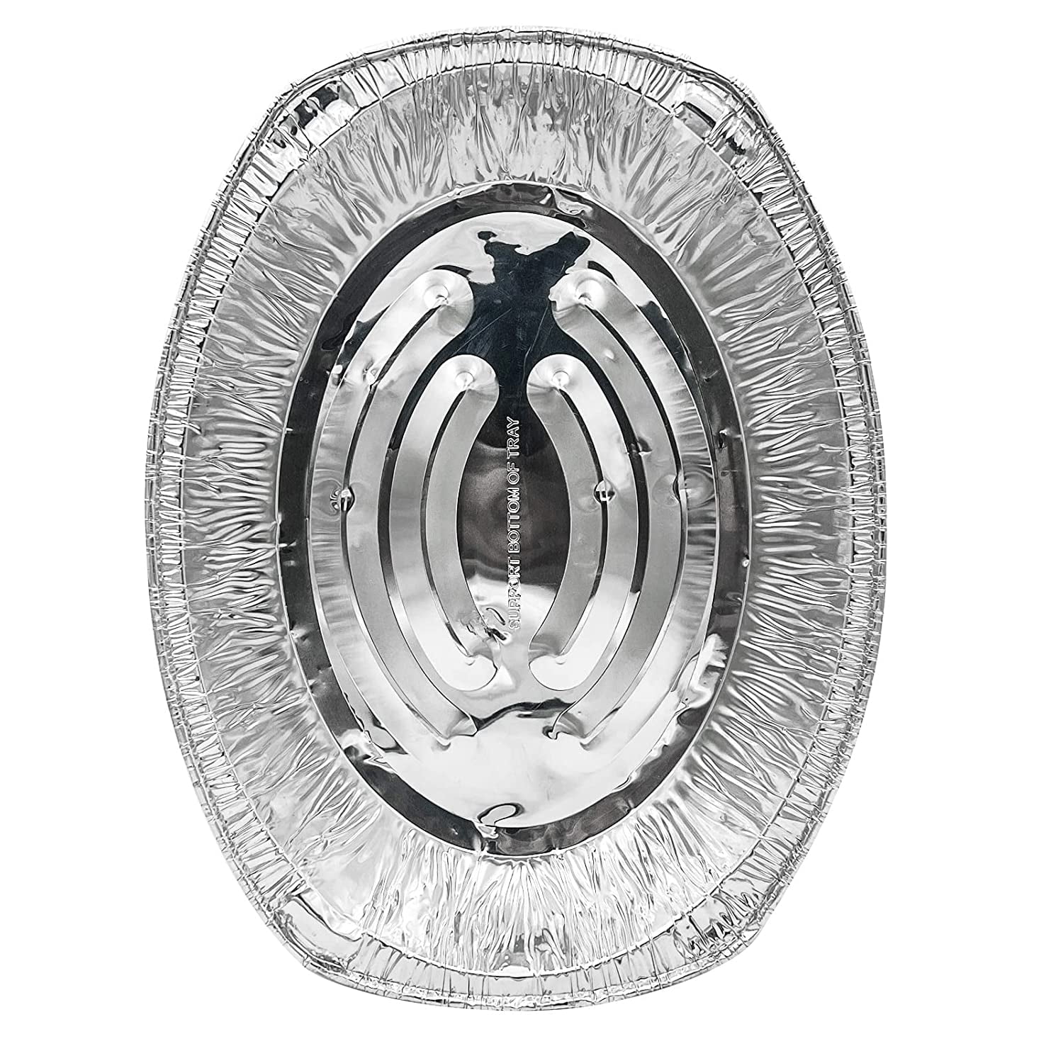 SONGLAM 5 Pack Large Aluminum Turkey Pans, 17” x 13“ Heavy Duty Disposable Oval Roasting Pan, Aluminum Foil Pans Ideal for Cooking, Baking,Steaming, Grilling & Smoking