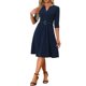 thumbnail image 4 of INSPIRE CHIC Vestido Midi de Trabajo para Mujeres con Escote en V y Bolsillos, Vestido Elegante Midi con Cinturón, Azul Oscuro M, 4 of 6
