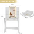 thumbnail image 2 of FANRAL Vanity Desk with LED Lighted Mirror and Power Outlet,Makeup Vanity Table with Storage Drawers,3 Lighting Modes and Adjustable Brightness,Dressing Table for Bedroom,White Vanity, 2 of 7