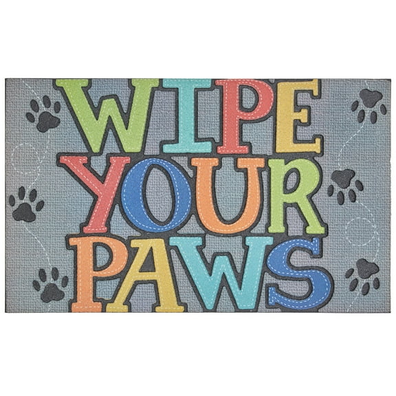 Mohawk Home Doorscapes Mat Paw Stitch Grey Mat Scatter, 1'6"x2'6", Teal & Grey