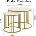 thumbnail image 2 of Modern Faux Marble Nesting Coffee Table 2 Sets, White & Gold End Side Nightstand, Versatile Design, Sturdy Practical Small Space Living Dining Room Table, 2 of 5