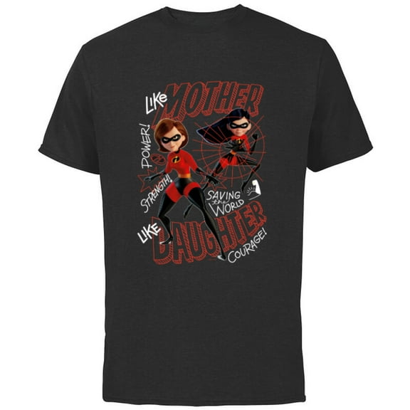 Disney and Pixar’s The Incredibles Like Mother Like Daughter - Short Sleeve Cotton T-Shirt for Adults - Customized-Black
