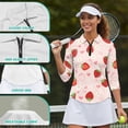 thumbnail image 6 of Uorisanigo Cute Strawberry Women's 3/4 Sleeve Athletic Golf Shirts Versatile Comfortable Women's Dry-Fit Golf Polo Shirts Relaxed Outing Wear with 1/4 Zipper Workout Tops Size 2XL, 6 of 7