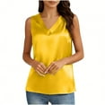 thumbnail image 5 of purcolt Women's Silk Satin Tank Top V Neck Sleeveless Basic Tank Shirt Summer Casual Loose Camisole Blouses Going Out Tops, 5 of 9