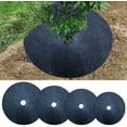 thumbnail image 3 of Tree Grass Barrier Mat, 12Pcs 12.6 Non-Woven Tree Mulch Ring Grass Preventer Weeding Cloth Cover Degradable Tree Protector Mat Plant Cover for Weed Control Root Protection (Black), 3 of 7