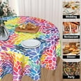 thumbnail image 4 of Watercolor Rainbow Floral Table Cloth - Flowers Tablecloth Colorful Flower Table Cover Round Plant Blossom Circle Table Clothes 60 Inch for Picnic Party Dining Room, 4 of 6
