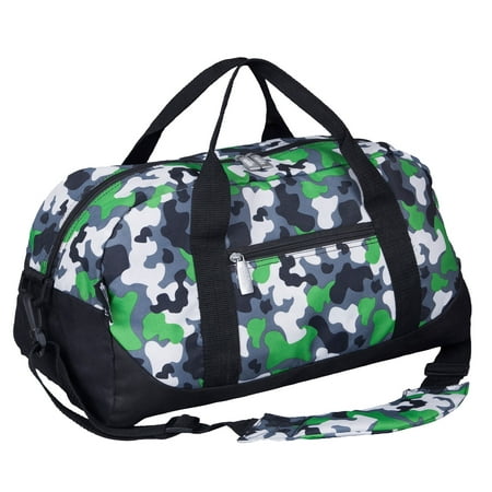 Wildkin Kids Overnighter Duffel Bag for Boys & Girls, Features Two Carrying Handles and Removable Padded Shoulder Strap, BPA & Phthalate Free (Green Camo)