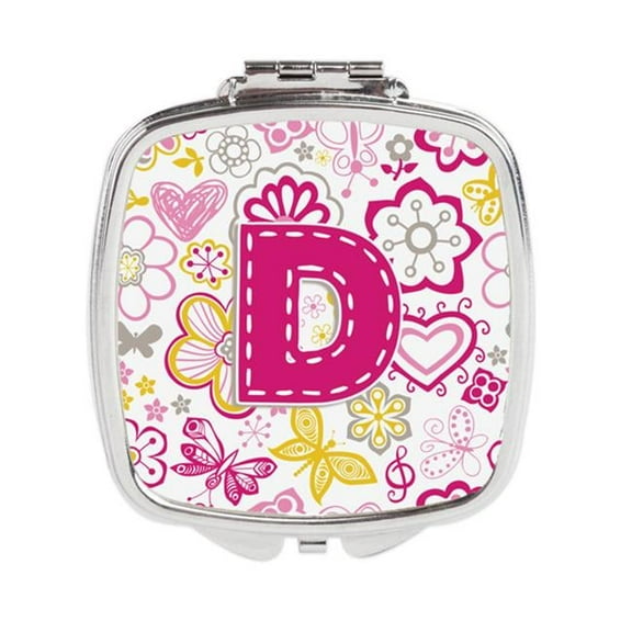 Carolines Treasures CJ2005-DSCM Letter D Flowers & Butterflies Pink Compact Mirror