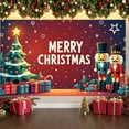 thumbnail image 4 of Red Theme Christmas Banner Christmas Tree Design Merry Christmas Banner Nutcracker Decor Gold Star Xmas Banner for Christmas Party Holiday Decoration Indoor Celebration, 4 of 9
