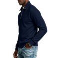 thumbnail image 6 of Mens Quarter Zip Pullover Sweater Lightweight Mock Neck Slim Fit Pullover Knit Casual Polo Sweaters Navy L, 6 of 8