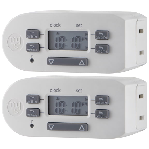 myTouchSmart Indoor Plug-In Digital Timers, Simple Setup, 2-pack, 26745