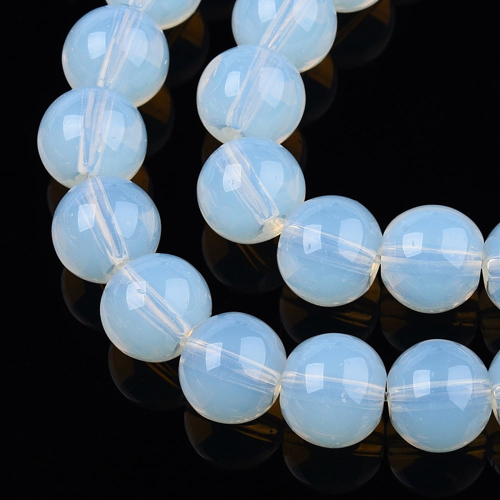 Transparent Glass Beads Strands Round Creamy White 8~8.5mm Hole: 1.5mm about 51~53pcs/strand 14.96 inch~15.55 inch(38~39.7cm)