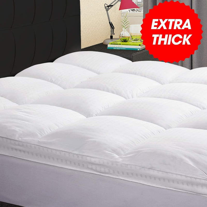 Details about   Extra Thick Cooling Mattress Topper Pad 400TC Cotton Top Plush Pillowtop Cover 