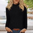 thumbnail image 2 of TRUBKH Long Sleeve Shirts for Women Turtleneck Tops for Women Going Out Tops for Women Ribbed Tops for Women Shirts Round Neck Long Sleeve Fall Tops Blouses Clothes Button Down Shirt Women Black L, 2 of 7