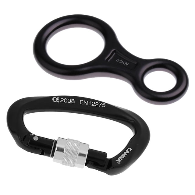 Hebilla de Mosquetón de Bloqueo con Cierre de Rosca 25KN + 35KN 8 Descensor de Cuerda para 8-12 Mm