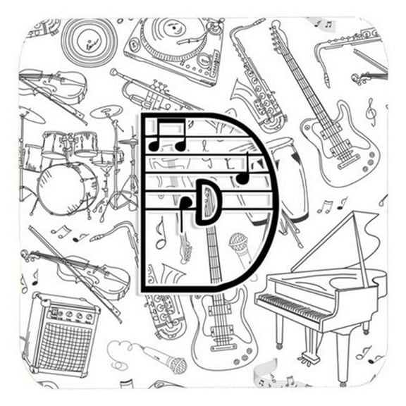 Letter D Musical Note Letters Foam Coasters, Set Of 4