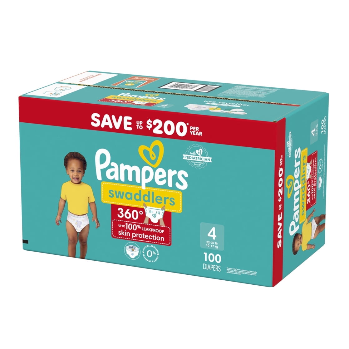 Swaddlers 360 Baby Diapers Size 4, 100 Count (Select for More Options)