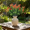 thumbnail image 5 of Nanoei Artificial Camellia Eucalyptus Stems, Plastic Faux Flowers for Outdoor Garden, Yard Patio Decor, Realistic Greenery Bouquet Orange, 5 of 7