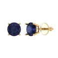 thumbnail image 2 of 1.5 Ct Round Cut Studs Blue Sapphire 18K Yellow Solid Solid Gold Everyday Dainty Earrings Screw Back, 2 of 7