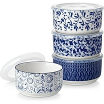 36 Oz Mixing Bowls with Lids Set of 4,Ceramic Serving Bowls,Porcelain Bowls with Lids for Food Storage, Mixing Bowls for Kitchen, Microwave & Dishwasher Safe,Series SELENE (4PCS)