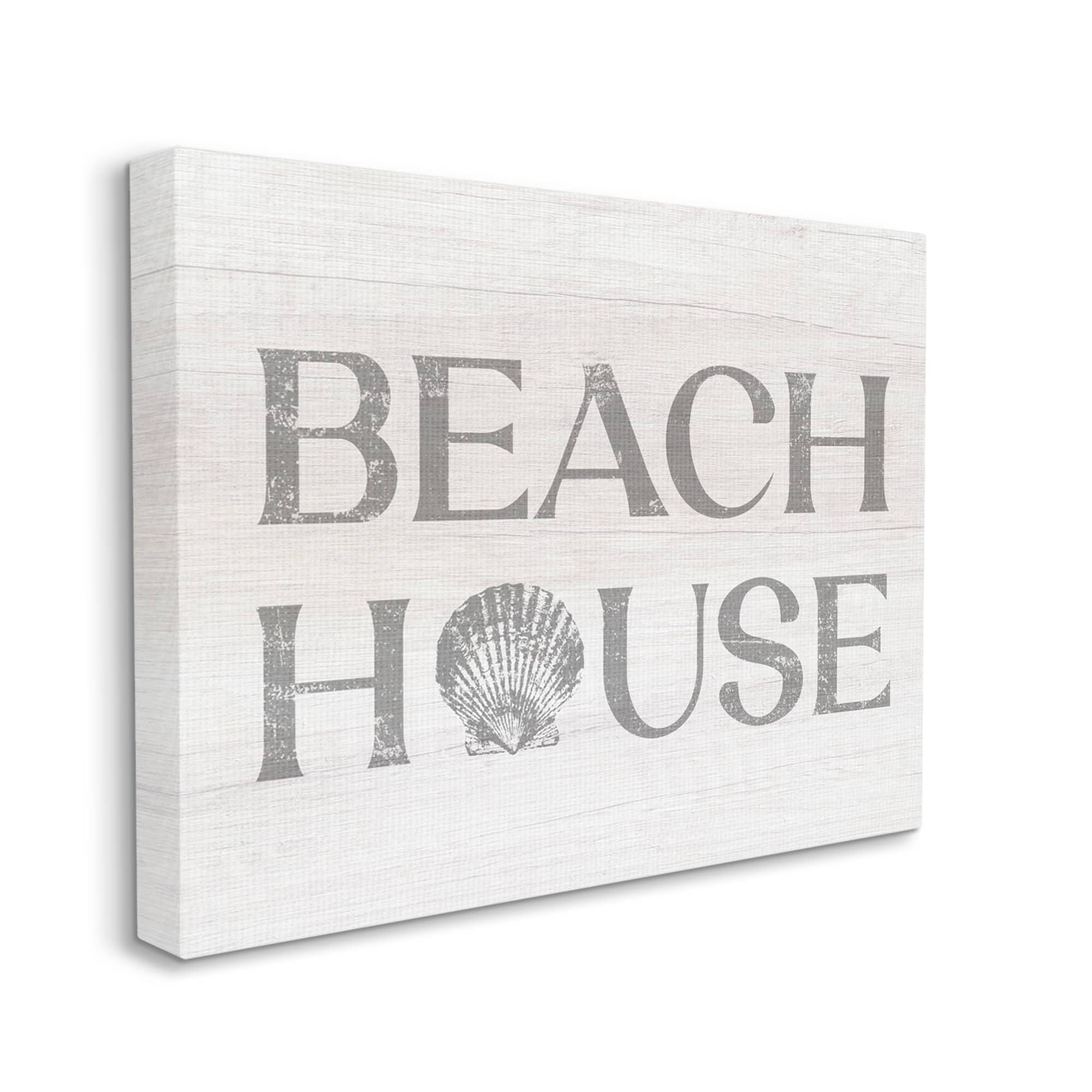 Stupell Industries Beach House Text Vintage Clam Seashell Motif Canvas Wall Art, 40 x 30, Design by Lil' Rue
