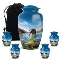 Yatskia Baby Elephant Large Urns for Human Ashes Adult Female, Decorative Urns for Human Ash, Small Memorial Urn for Ashes Adult Male, (Classic 10 Inch and 3 Inch)