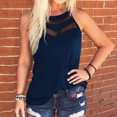 thumbnail image 1 of Pntutb tops para mujeres mujeres verano Casual malla Patchwork pieza Color sólido Halter cuello redondo blusa suelta pulóver top Pntutb Pntutb-2242, 1 of 5