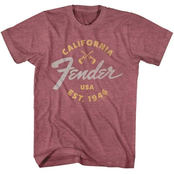 Fender California USA 1946 Men's T Shirt (MaroonHeather, Adult2XL)