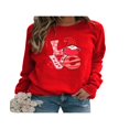 thumbnail image 2 of PENGXIANG Femmes Chemises Casual Col Rond Manches Longues Pull Tops Mode Amour Coeur Graphique Sweatshirt, 2 of 5