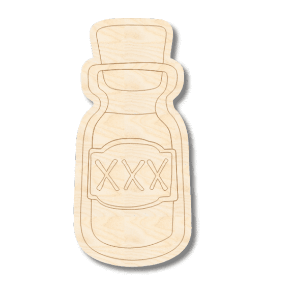 Unfinished Wood Etched Small Potion Shape 6" / 1/8"