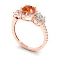 thumbnail image 2 of Clara Pucci 14K Rose Gold Solid Gold Red Three-Stone Anniversary Ring for Women - 1.46 cttw Round Cut, 2 of 8