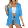 thumbnail image 2 of Brqkzdu Long Chiffon Kimonos Cardigans for Women Half Sleeve Sheer Cardigans Lightweight Loose Fit Comfy Causal Cover Up, 2 of 8
