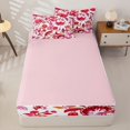 thumbnail image 4 of jejeloiu Bold Floral Zipper Twin Comforter Sets with Fitted Sheet and 2 Pillowcases For Girls,Exotic Print Zipper Bedding Set,Red Pink White,Pink Reversible,4 Pieces, 4 of 7