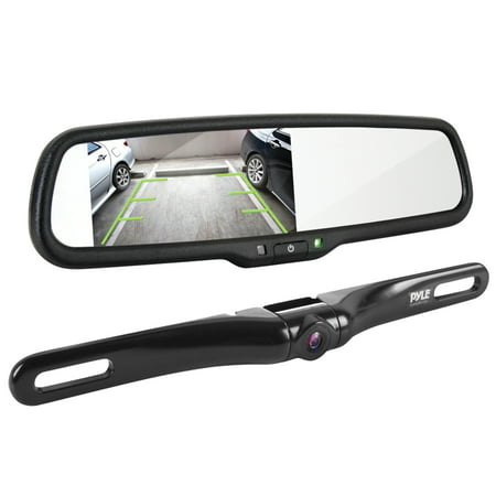 PYLE PLCM4550 - Backup Car Camera Rear View Mirror Screen Monitor System with Parking & Reverse Safety Distance Scale Lines