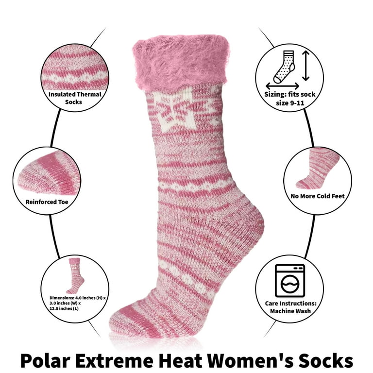 2-Pairs: Womens Polar Extreme Insulated Thermal Ultra-Soft Winter Warm Crew  Socks