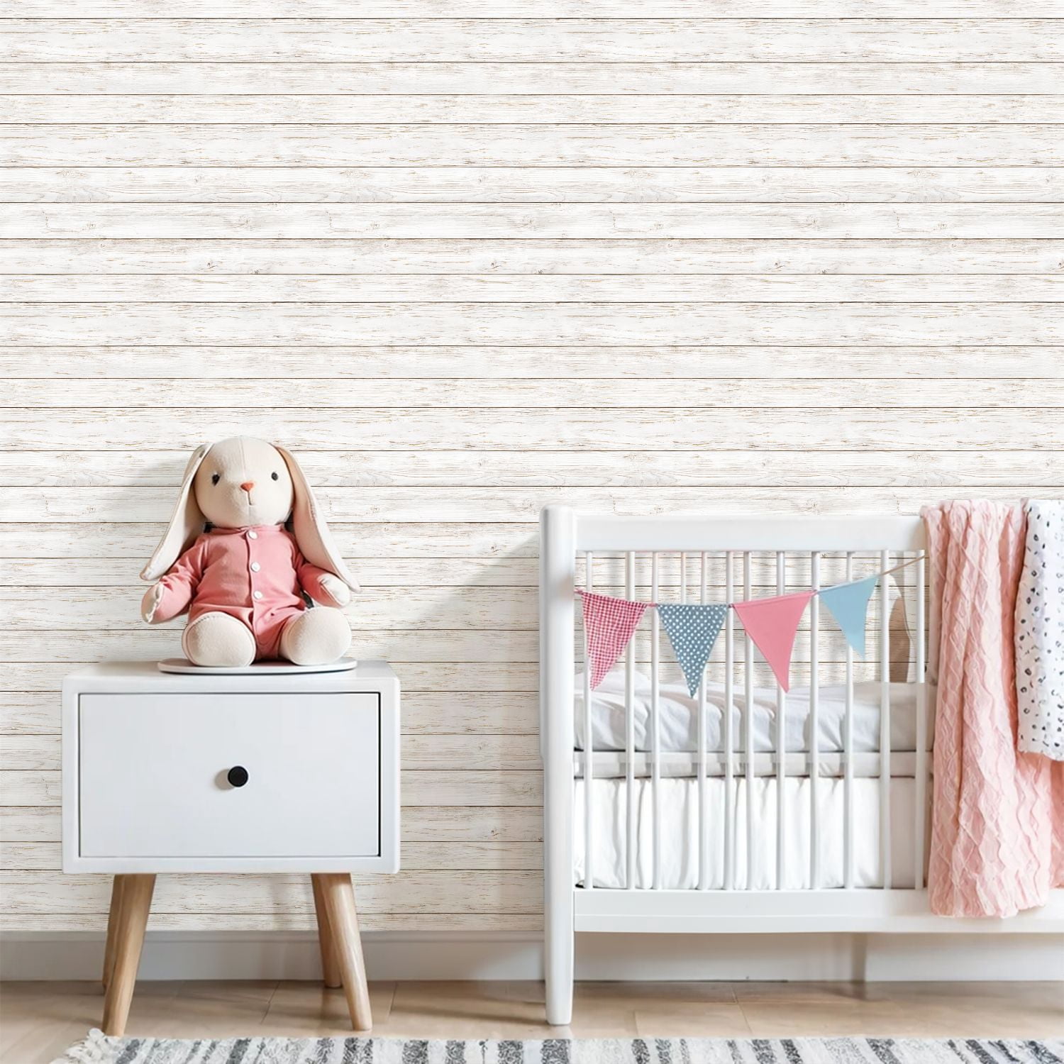 Peel and Stick Wallpaper 23.6in x 9.8ft Distressed White Wooden Planks Subtle Brown Contact Paper Vinyl Waterproof Self Adhesive Wall Paper for Bedroom Shelf Cabinet Renter Friendly